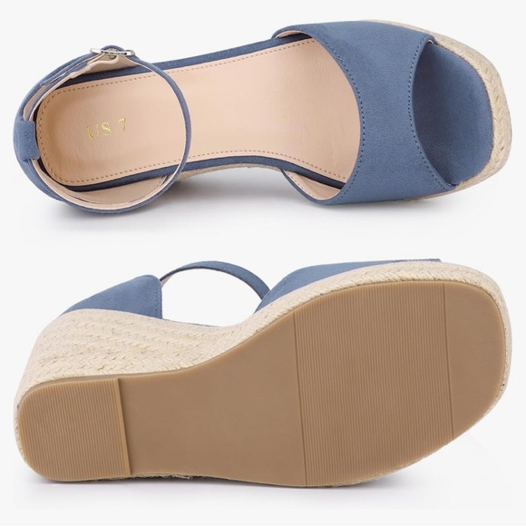 Blue Espadrille Wedge Sandals - Picture 4 of 6